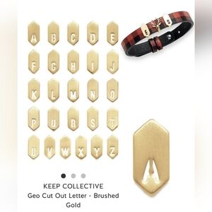 NWT Keep Collective Geo Cut Out Letter Brushed Gold Charms
